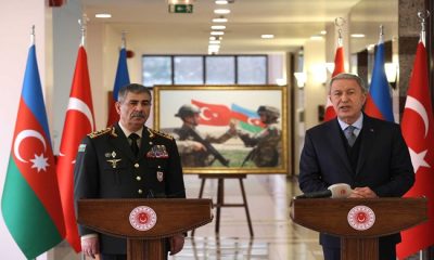 Millî Savunma Bakanı Akar ve Azerbaycan Savunma Bakanı Orgeneral Hasanov Ortak Basın Toplantısı Düzenledi